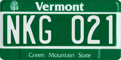 VT license plate NKG021