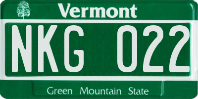 VT license plate NKG022