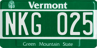 VT license plate NKG025
