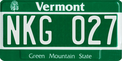 VT license plate NKG027