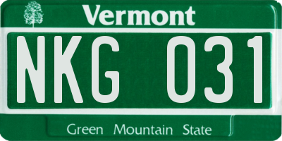 VT license plate NKG031
