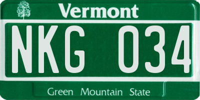 VT license plate NKG034