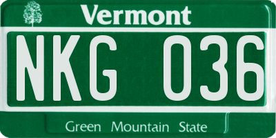 VT license plate NKG036