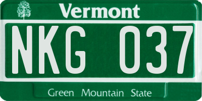 VT license plate NKG037