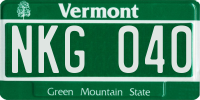 VT license plate NKG040