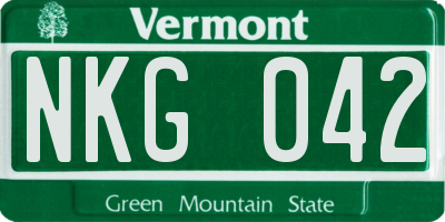 VT license plate NKG042