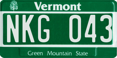 VT license plate NKG043