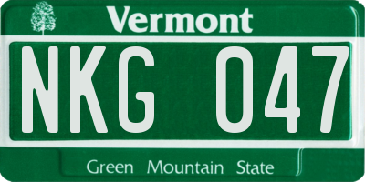 VT license plate NKG047