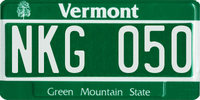 VT license plate NKG050