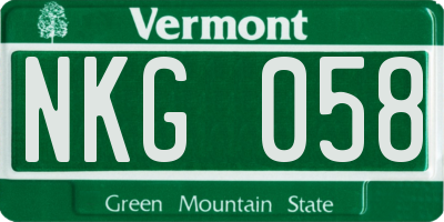 VT license plate NKG058