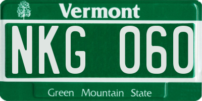 VT license plate NKG060
