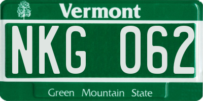 VT license plate NKG062
