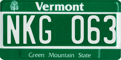 VT license plate NKG063