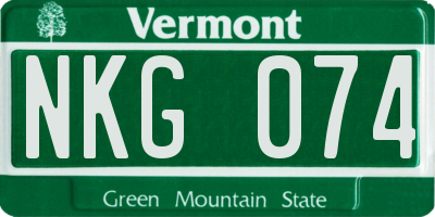 VT license plate NKG074