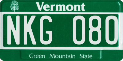 VT license plate NKG080