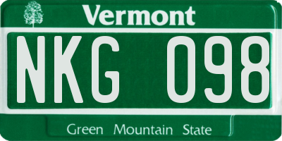 VT license plate NKG098