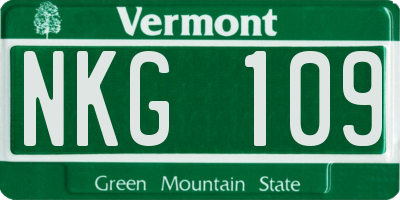 VT license plate NKG109
