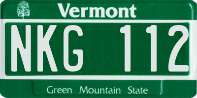 VT license plate NKG112