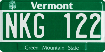 VT license plate NKG122