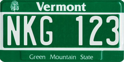 VT license plate NKG123