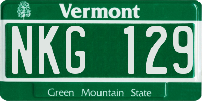 VT license plate NKG129