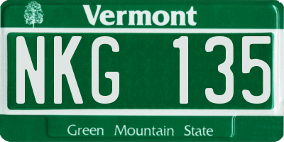VT license plate NKG135