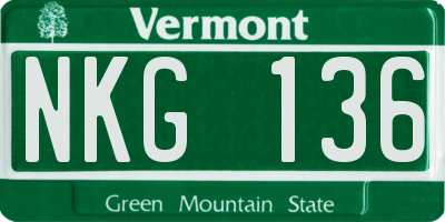 VT license plate NKG136