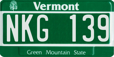 VT license plate NKG139