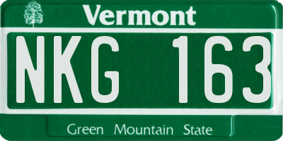 VT license plate NKG163