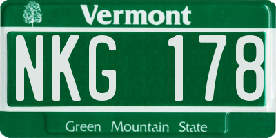 VT license plate NKG178