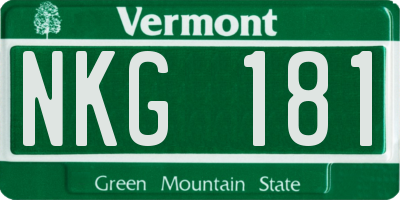 VT license plate NKG181