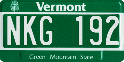 VT license plate NKG192