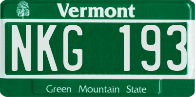 VT license plate NKG193