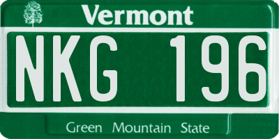 VT license plate NKG196