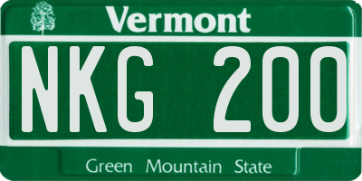 VT license plate NKG200