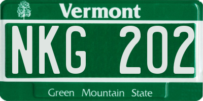VT license plate NKG202