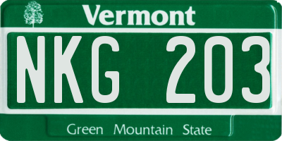 VT license plate NKG203