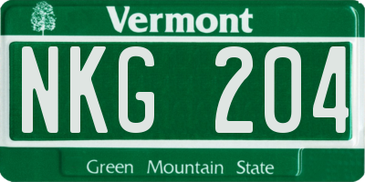 VT license plate NKG204