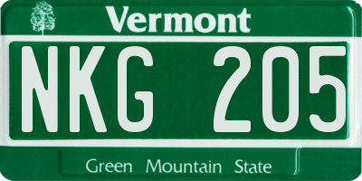 VT license plate NKG205