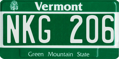 VT license plate NKG206
