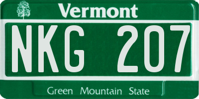 VT license plate NKG207
