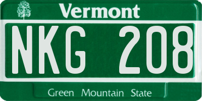 VT license plate NKG208