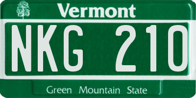 VT license plate NKG210