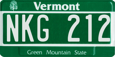 VT license plate NKG212