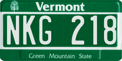 VT license plate NKG218