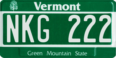 VT license plate NKG222
