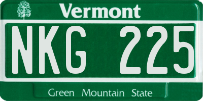 VT license plate NKG225