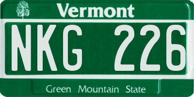 VT license plate NKG226