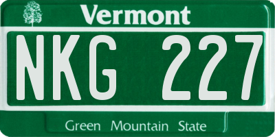 VT license plate NKG227