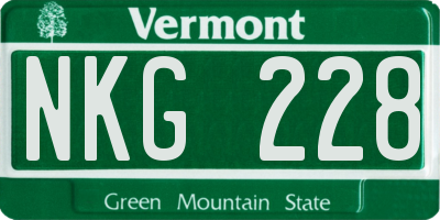 VT license plate NKG228